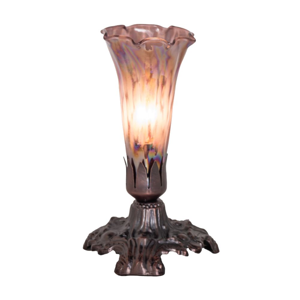 Meyda Lighting 14358 7" High Purple Iridescent Pond Lily Mini Lamp