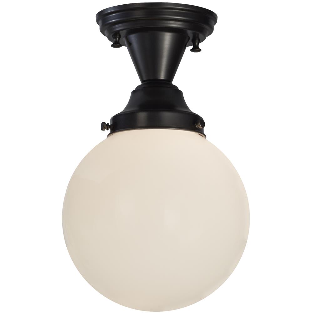 Meyda Lighting 143582 8"W Revival Schoolhouse White Globe Semi-Flushmount
