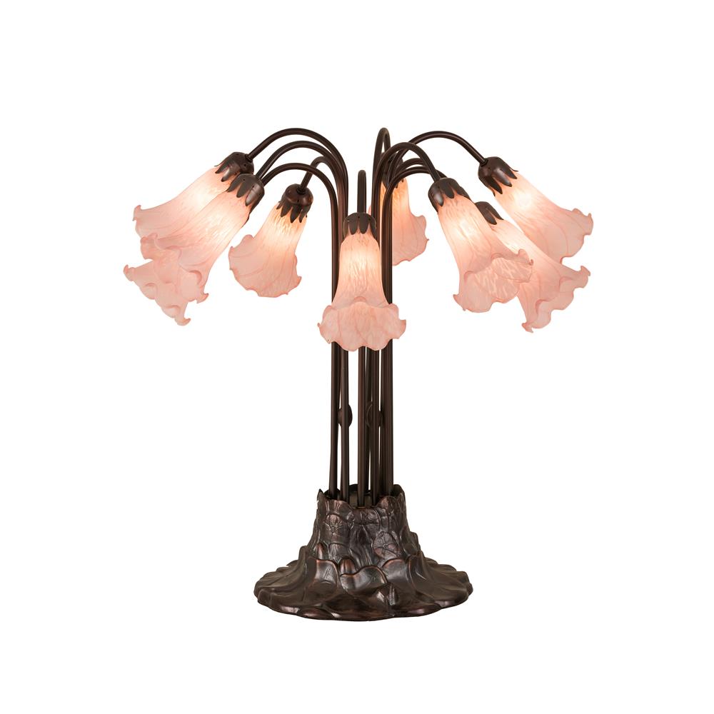 Meyda Lighting 14363 24"H Pink Pond Lily 10 LT Table Lamp