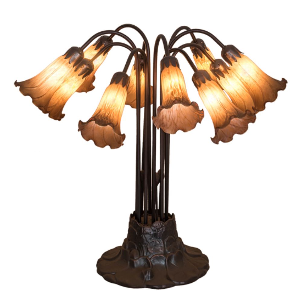 Meyda Lighting 14369 22"h Amber Pond Lily 10 Lt Table Lamp in AMBER
