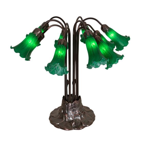 Meyda Lighting 14382 22"h Green Pond Lily 10 Lt Table Lamp