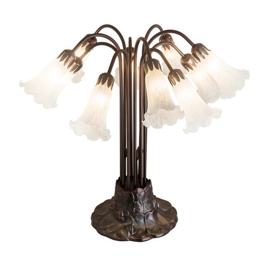 Meyda Lighting 14391 22"h White Pond Lily 10 Lt Table Lamp in WHITE