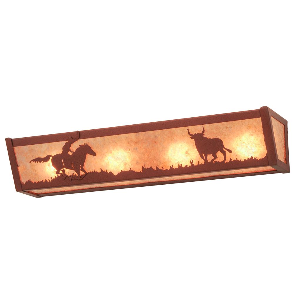 Meyda Tiffany Lighting 14396 4 Light Cowboy Steer Bathroom Light, Rust