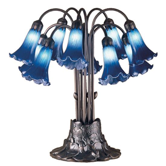 Meyda Tiffany Lighting 14397 22"H Blue Pond Lily 10 Lt Table Lamp