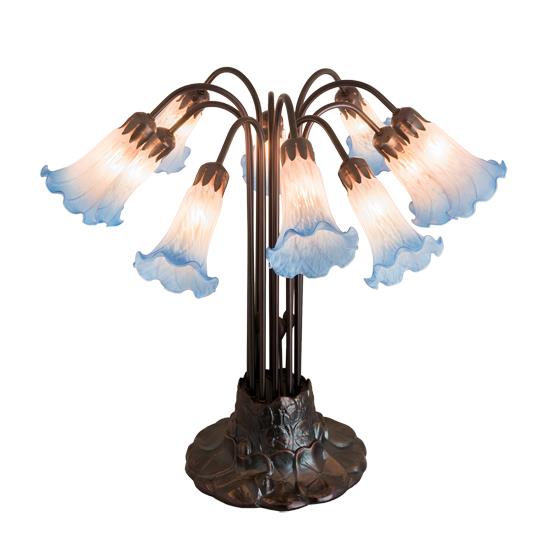 Meyda Lighting 14451 22"h Pink/blue Pond Lily 10 Lt Table Lamp in PINK/BLUE