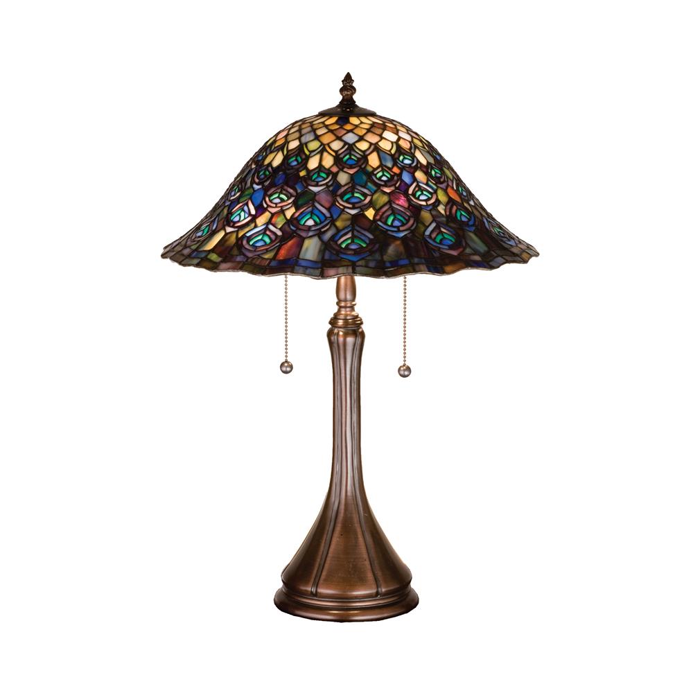 Meyda Tiffany Lighting 14574 22"H Tiffany Peacock Feather Table Lamp