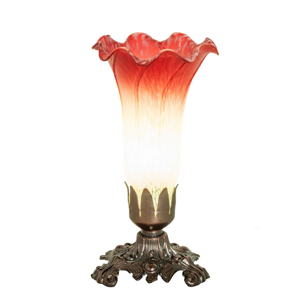 Meyda Lighting 145780 7.5" High Seafoam/Cranberry Pond Lily Victorian Mini Lamp