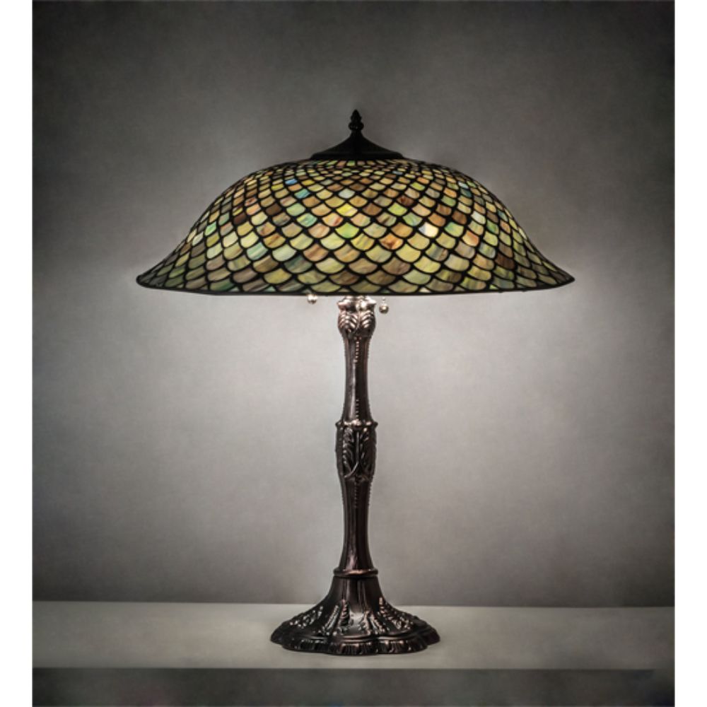 Meyda Lighting 147470 26" High Tiffany Fishscale Table Lamp in MAHOGANY BRONZE