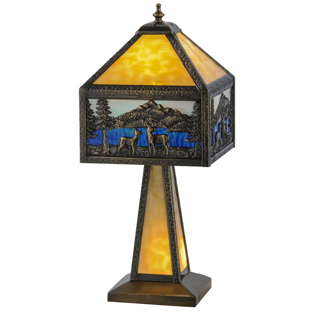 Meyda Lighting 148132 21"H Deer Lodge Lighted Base Table Lamp