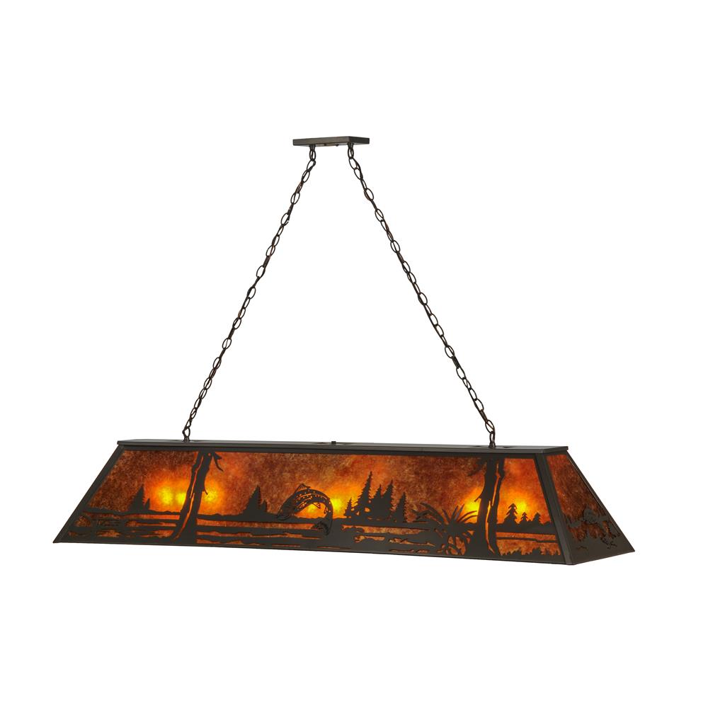 Meyda Lighting 148726 60"L Northwoods Leaping Trout Oblong Pendant