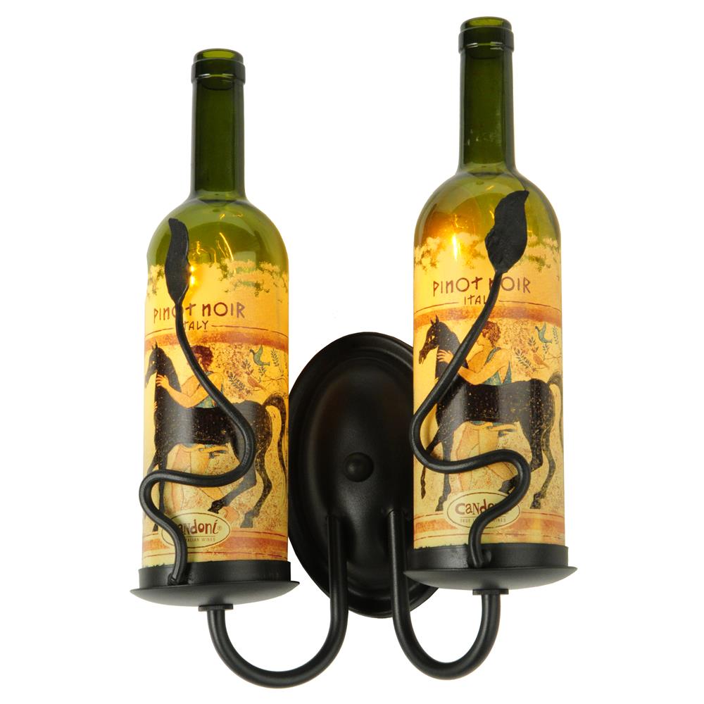 Meyda Lighting 148858 9"W Tuscan Vineyard Personalized 2 LT Wine Bottle Wall Sconce