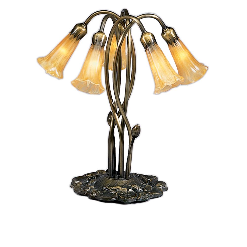 Meyda Tiffany Lighting 14931 16.5"H Amber Pond Lily 5 Lt Accent Lamp