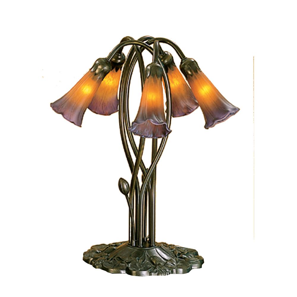 Meyda Tiffany Lighting 14962 16.5"H Amber/Purple Pond Lily 5 Lt Accent Lamp