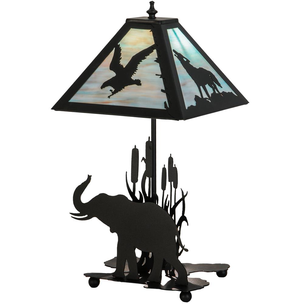 Meyda Lighting 150573 22"H Wildlife on the Loose W/Lighted Base Table Lamp