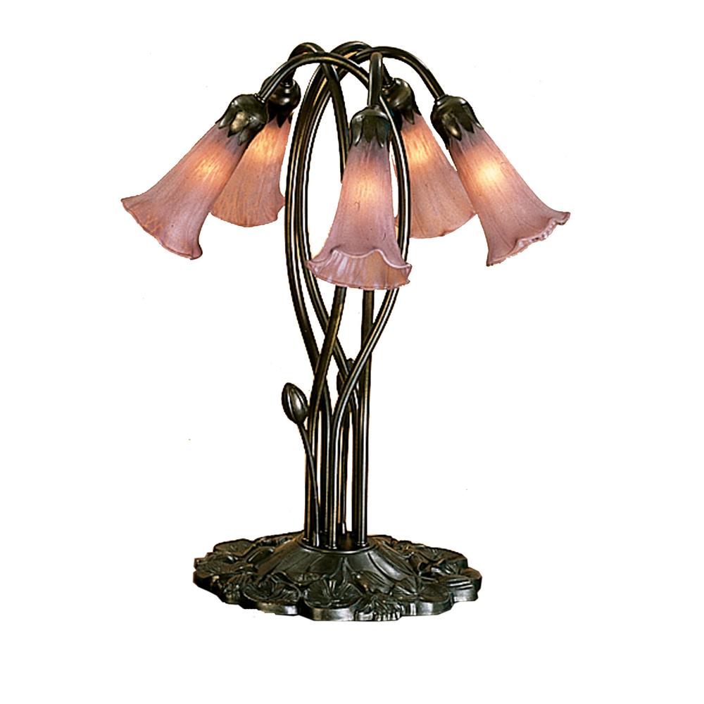 Meyda Tiffany Lighting 15127 16.5"H Cranberry Pond Lily 5 Lt Accent Lamp