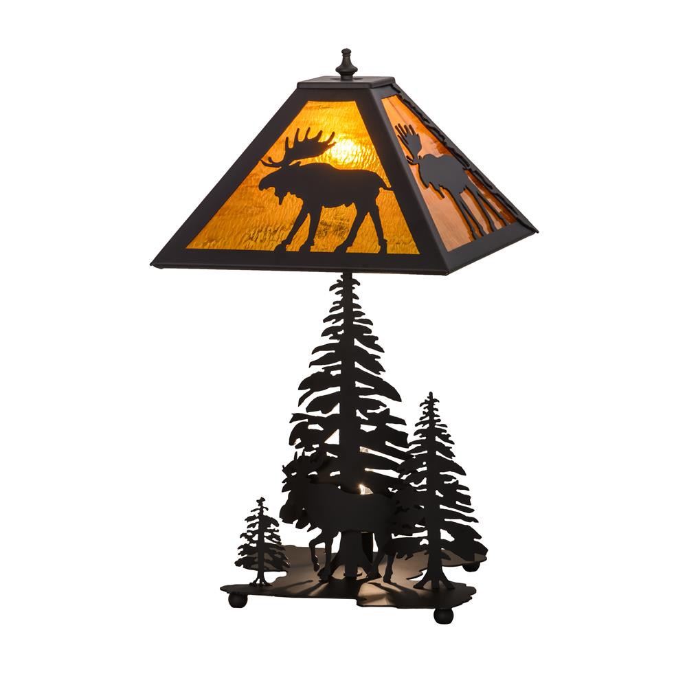Meyda Lighting 151467 21"H Moose Through the Trees W/Lighted Base Table Lamp