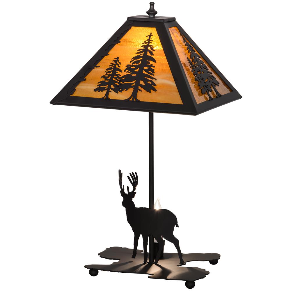 Meyda Lighting 153127 21"H Lone Deer W/Lighted Base Table Lamp