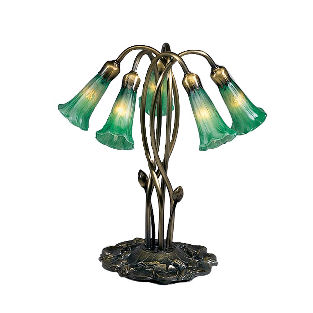Meyda Tiffany Lighting 15386 16.5"H Green Pond Lily 5 Lt Accent Lamp
