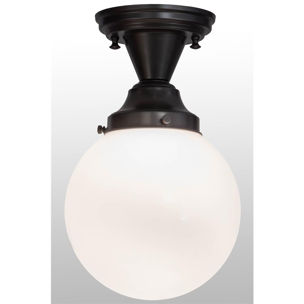 Meyda Lighting 154223 8"W Revival Schoolhouse White Globe Flushmount