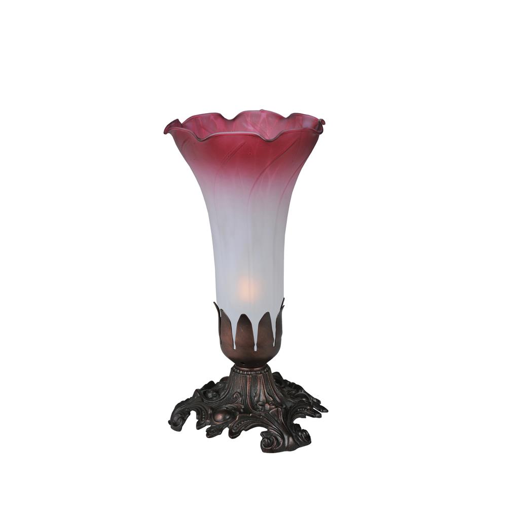 Meyda Tiffany Lighting 15653 8"H Pink/White Pond Lily Accent Lamp
