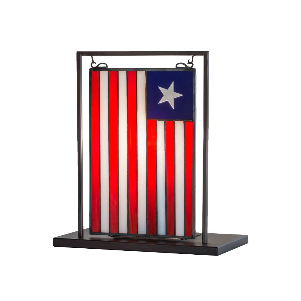 Meyda Lighting 157630 9.5"W X 10.5"H Liberian Flag Lighted Tabletop Window 