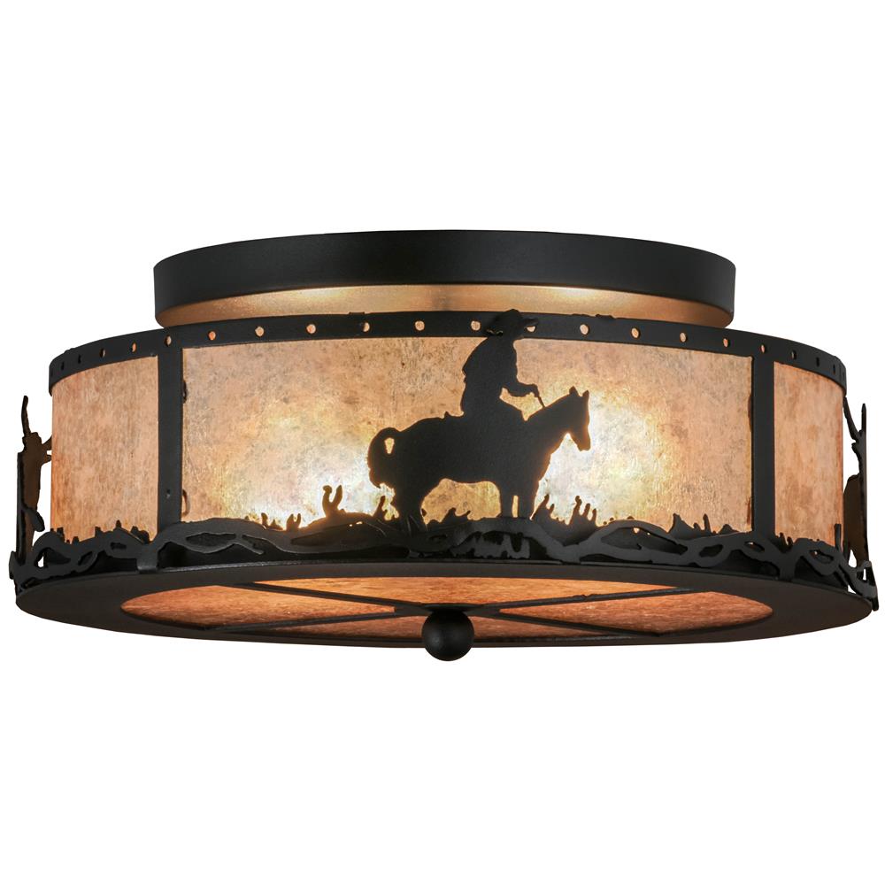 Meyda Lighting 158522 16"W Cowboy & Steer Flushmount