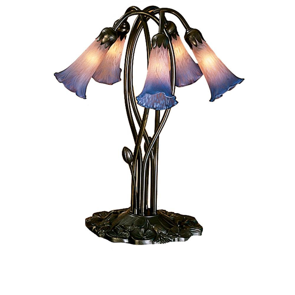 Meyda Tiffany Lighting 15856 16.5"H Pink/Blue Pond Lily 5 Lt Accent Lamp