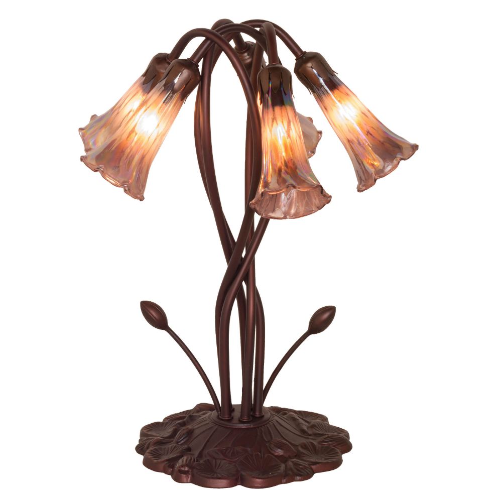 Meyda Lighting 15902 17" High Purple Iridescent Pond Lily 5 Light Accent Lamp