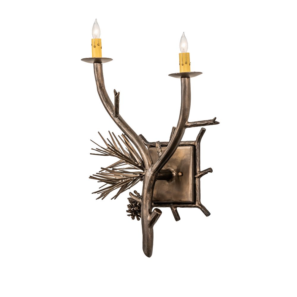 Meyda Lighting 160597 15.5" Wide Lone Pine 2 Light Wall Sconce Hardware in Antique Copper Finish