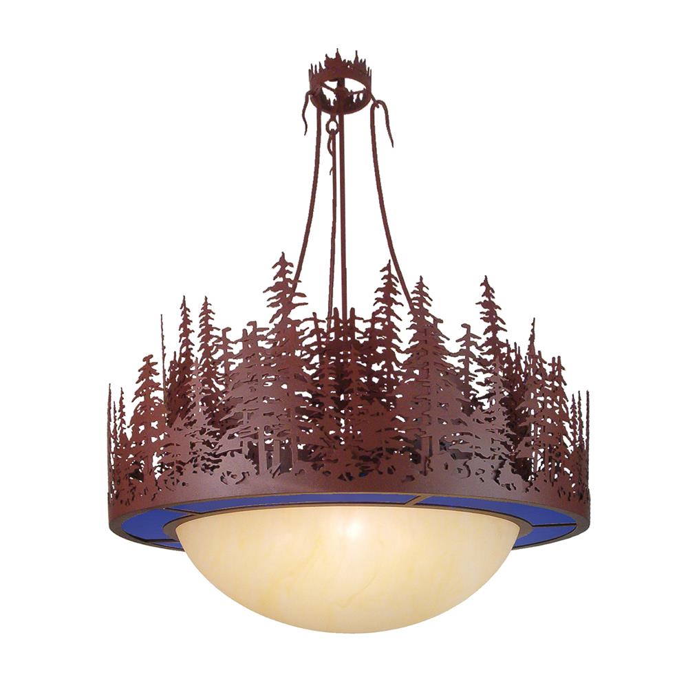Meyda Tiffany Lighting 16212 4 Light Pine Lake Classic Bowl Large Pendant, Rust