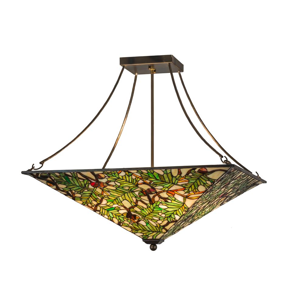 Meyda Lighting 163023 26"Sq Acorn & Oak Leaf Inverted Pendant
