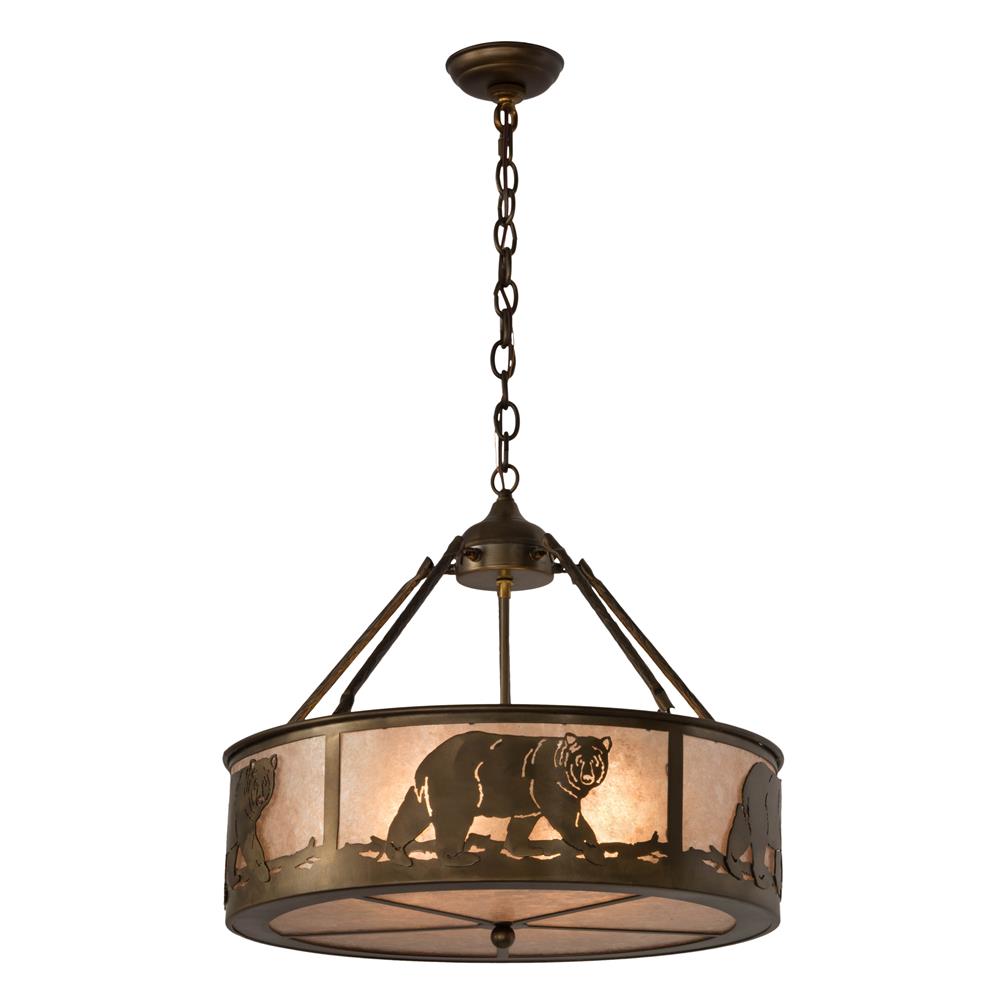 Meyda Lighting 164099 22"w Black Bear Inverted Pendant In Antique Copper/silver Mica