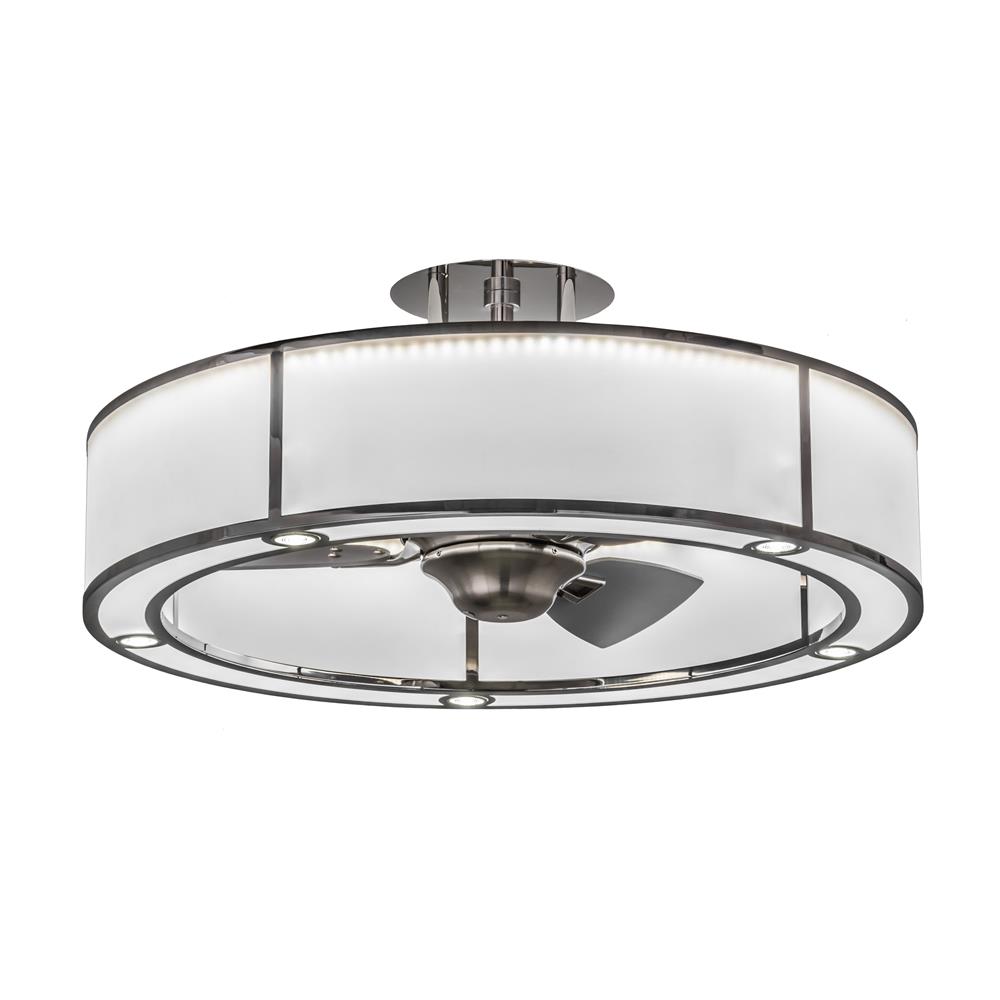 Meyda Lighting 165941 36"w Smythe Craftsman Chandel-air In Polished Stainless Steel Nickel Fan, Kitchen