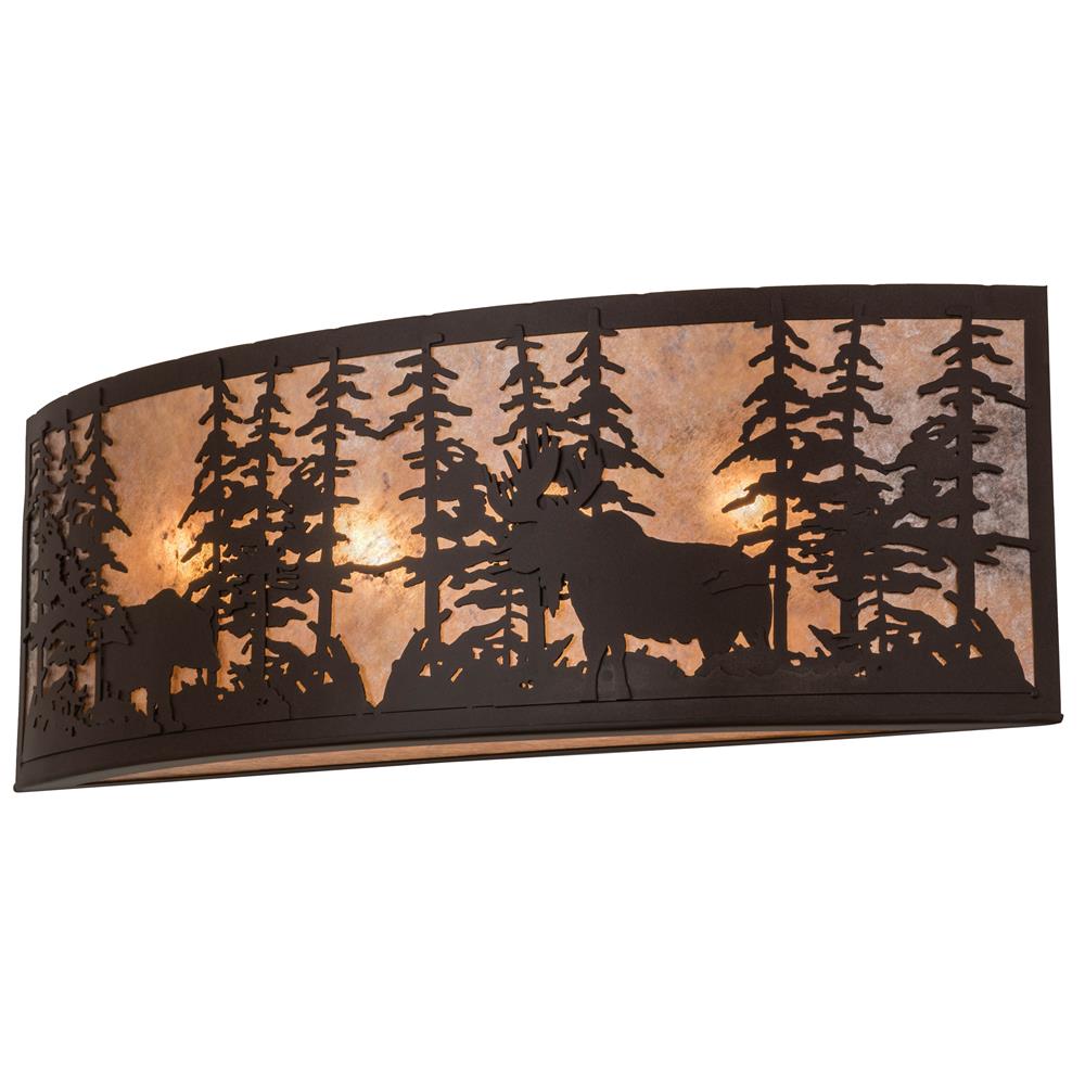 Meyda Lighting 165993 36"W Tall Pines W/Bear & Moose Wall Sconce