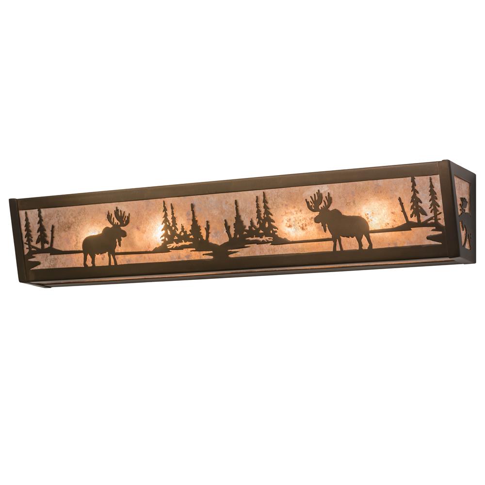 Meyda Lighting 166510 36"w Moose At Lake Vanity Light In Antique Copper/silver Mica