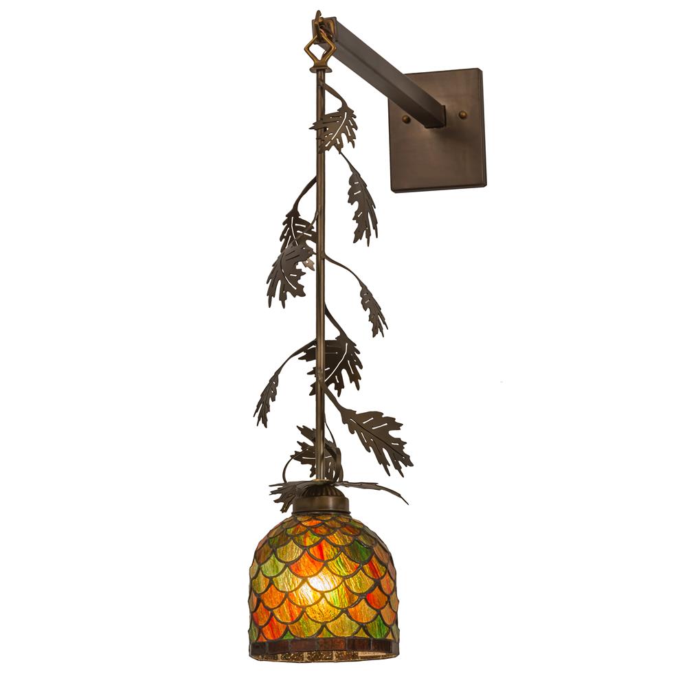 Meyda Lighting 167468 6"W Oak Leaf & Acorn Hanging Wall Sconce