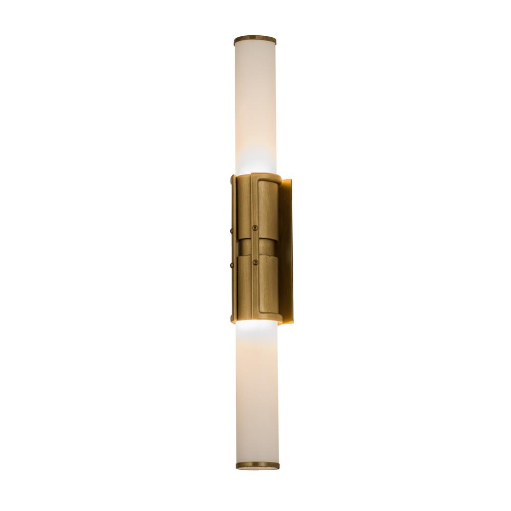 Meyda Lighting 167598 3"w Cilindro Cintura Wall Sconce In Antique Brass/white Glass Gultch Hotel