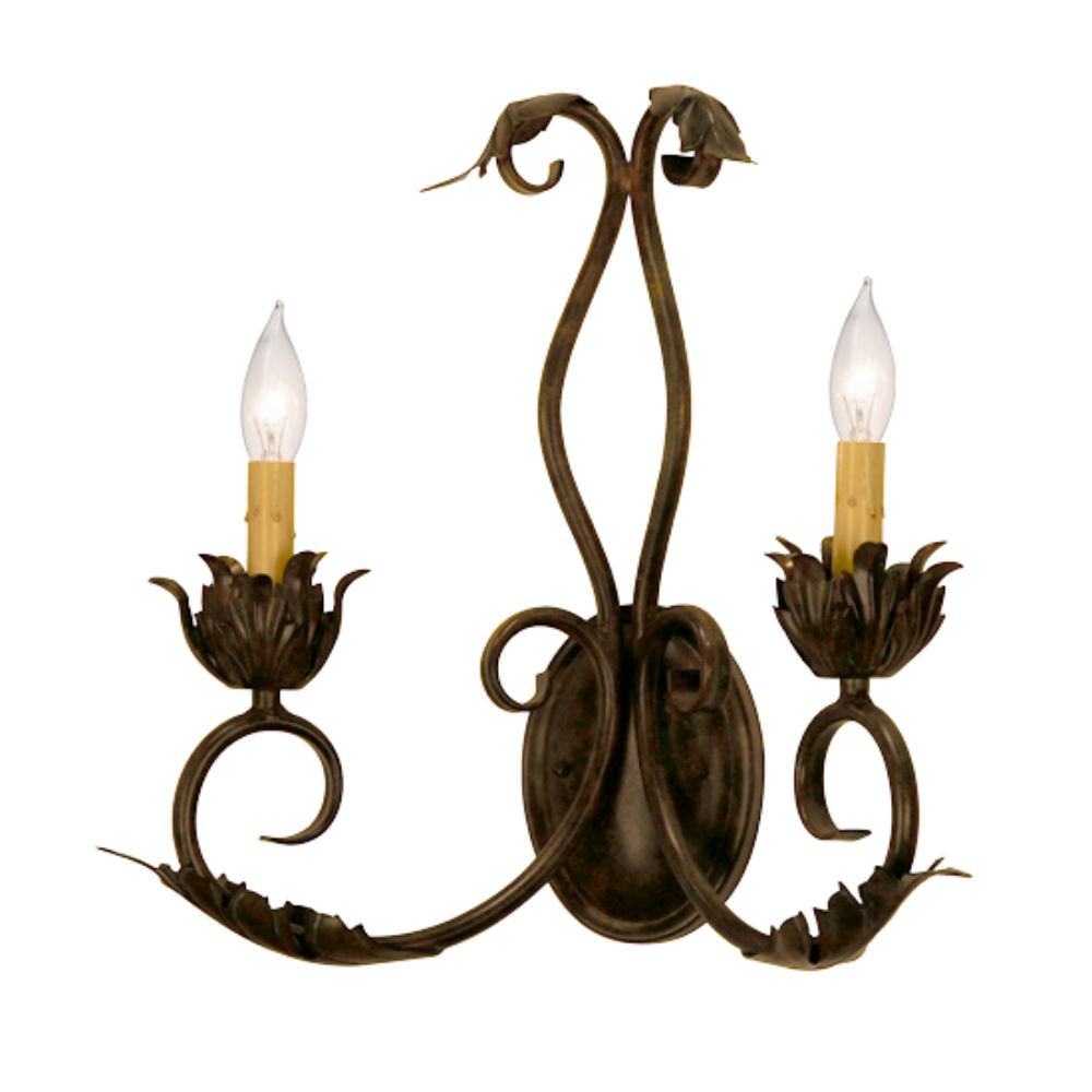 Meyda Lighting 168161 16" Wide Felicia 2 Light Wall Sconce in FRENCH BRONZED FINISH;CRYSTAL