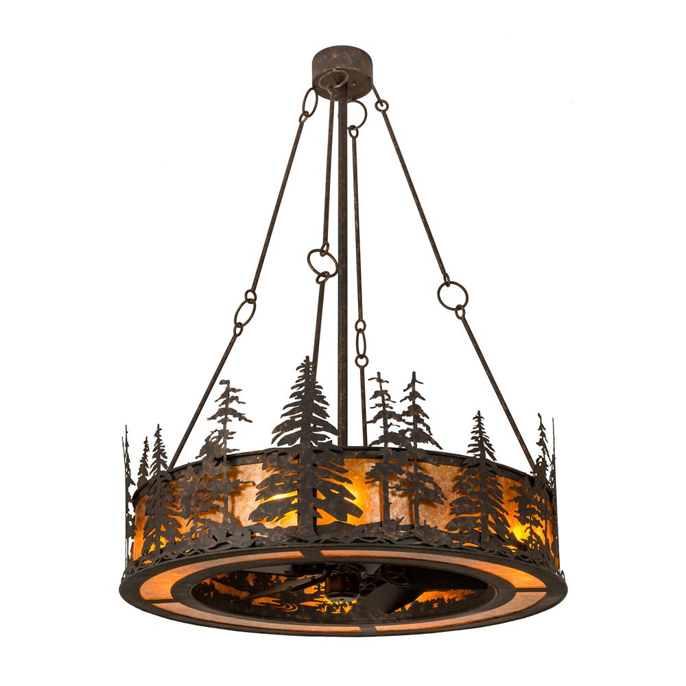Meyda Lighting 168493 45"w Tall Pines Chandel-air In 061t Copper Rust/amber Mica