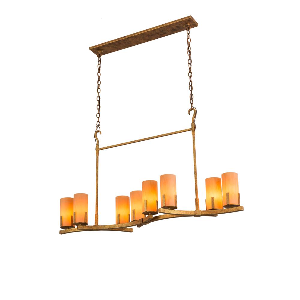 Meyda Lighting 170139 52"l Cero 8 Lt Oblong Chandelier In Autumn Leaf Tea Stained Acrylic Sb Out