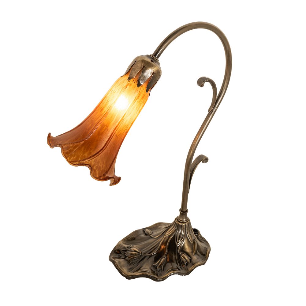 Meyda Lighting 17031 15" High Amber Pond Lily Mini Lamp