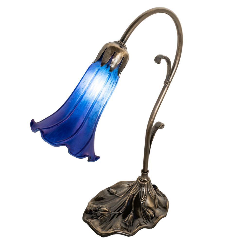 Meyda Lighting 17056 15" High Blue Pond Lily Mini Lamp