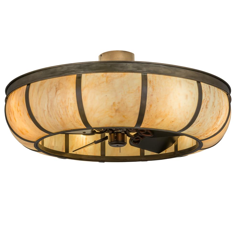 Meyda Lighting 170641 44"w Prime Dome Chandel-air In Antique Copper/natural Horn Acrylic