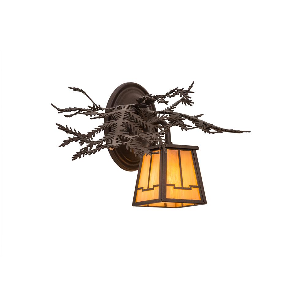 Meyda Lighting 170877 16"w Pine Branch Valley View Left Wall Sconce In Cafe Noir/bai