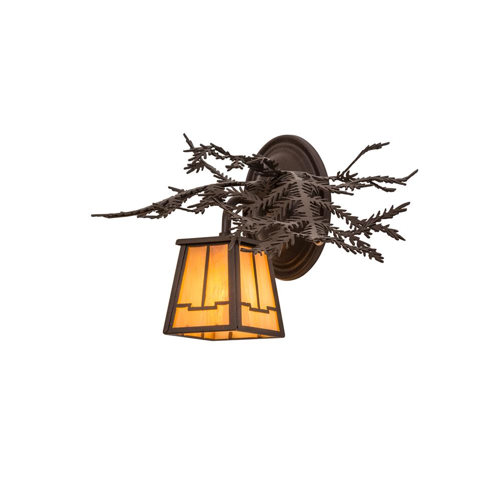 Meyda Lighting 170878 16"w Pine Branch Valley View Right Wall Sconce In Cafe Noir/bai