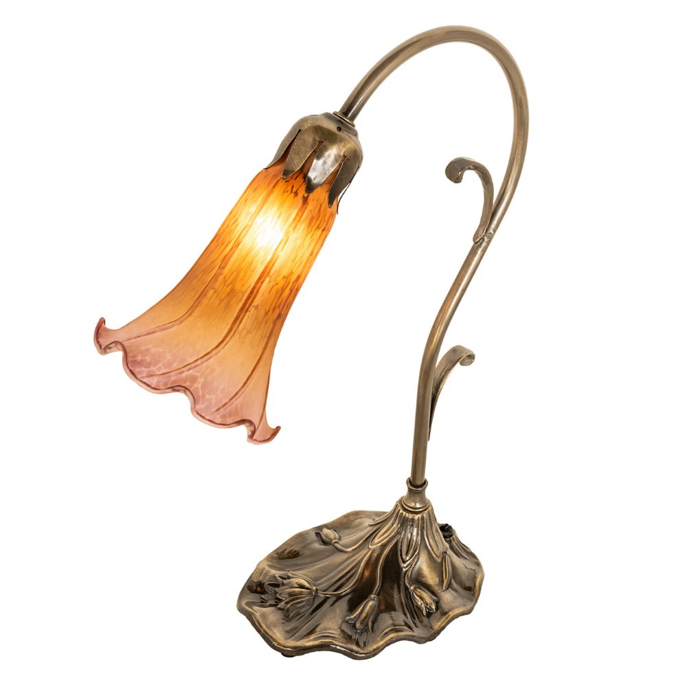 Meyda Lighting 17106 15" High Amber/Purple Pond Lily Mini Lamp