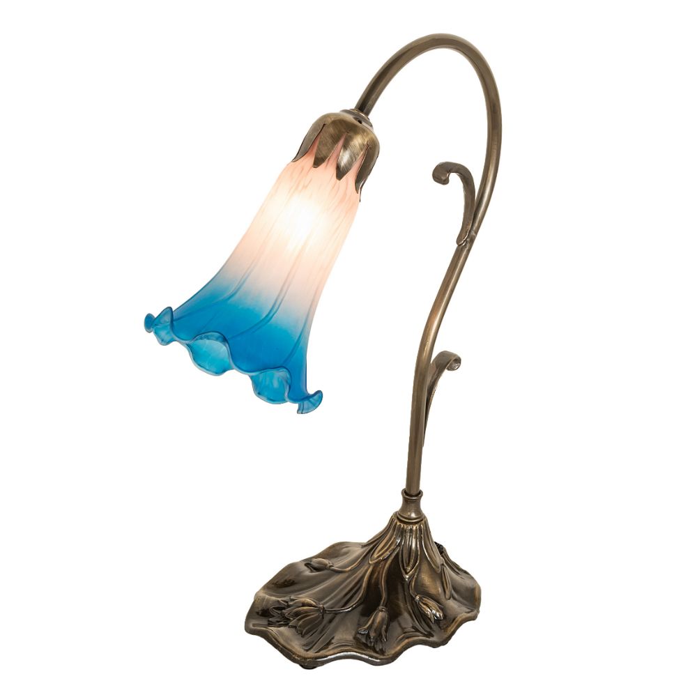 Meyda Lighting 17124 15" High Pink/Blue Pond Lily Mini Lamp