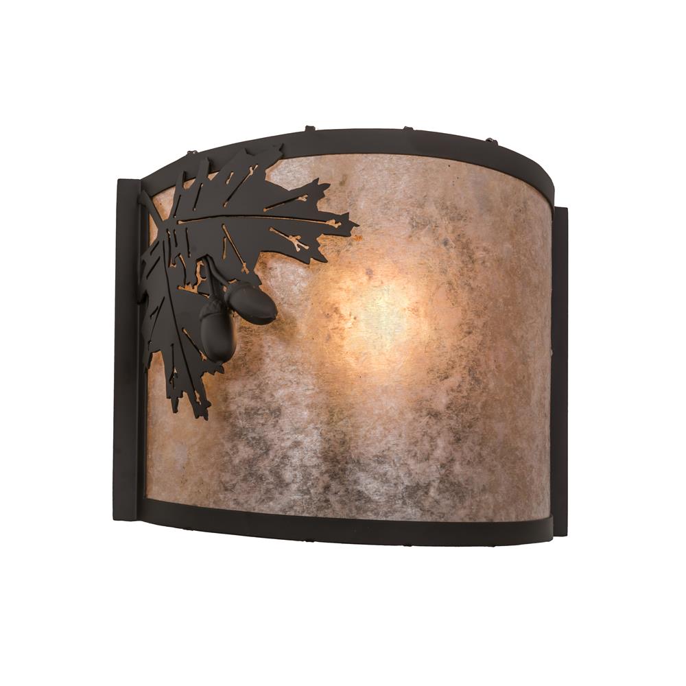 Meyda Lighting 171858 12"w Oak Leaf & Acorn Wall Sconce In Oil Rubbed Bronze/silver Mica