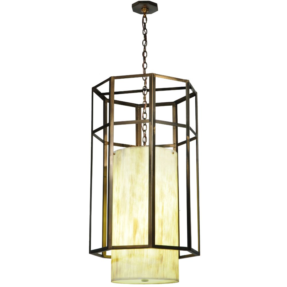Meyda Lighting 172855 23" Wide Cilindro Caged Pendant in Antique Copper Finish