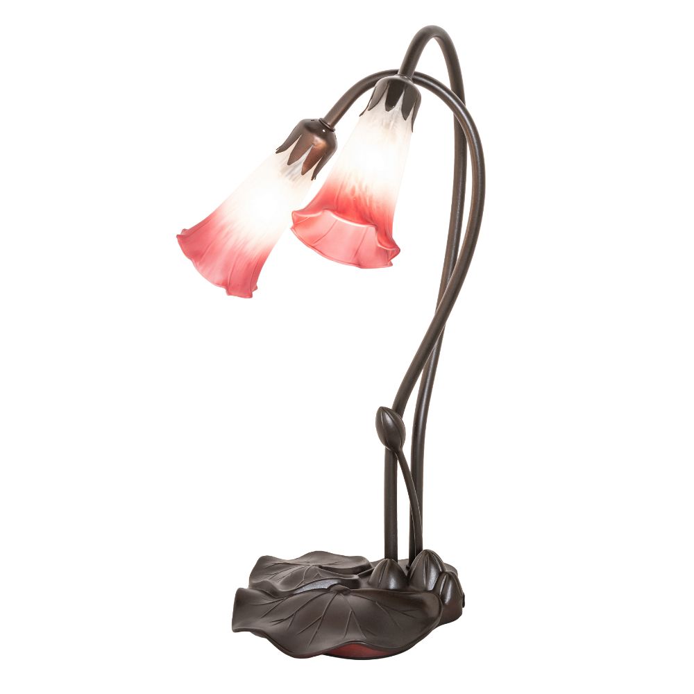 Meyda Lighting 173759 16" High Pink/White Pond Lily 2 Light Accent Lamp